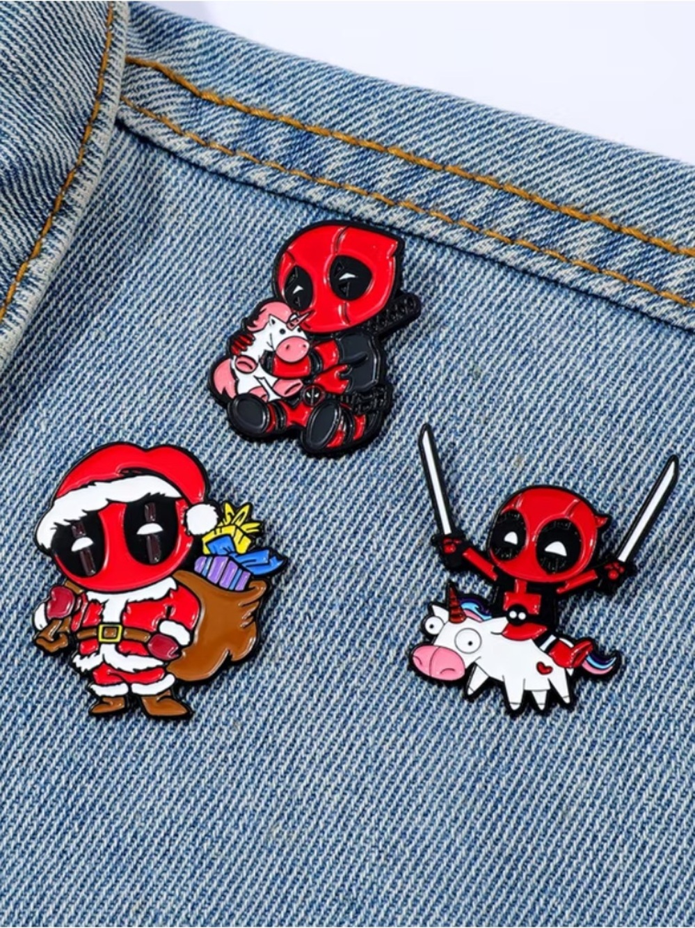 Deadpool Enamel Pin Set of 3 Cute Movie Brooches Badges Backpack Jacket